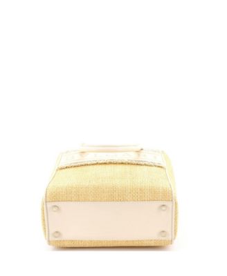  Medium Fringe Logo Convertible Tote Raffia with Leather