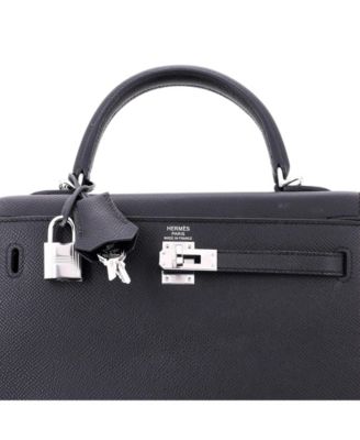  Kelly 25 Handbag Black Epsom with Palladium Hardware