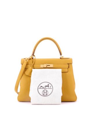  Kelly 28 Handbag Yellow Togo with Gold Hardware