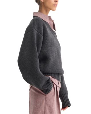 Wool Sculptural V Neck Sweater