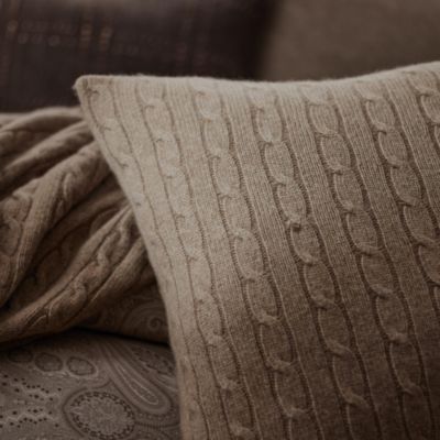 Cable-Knit Cashmere Throw Pillow, 18" x 18"