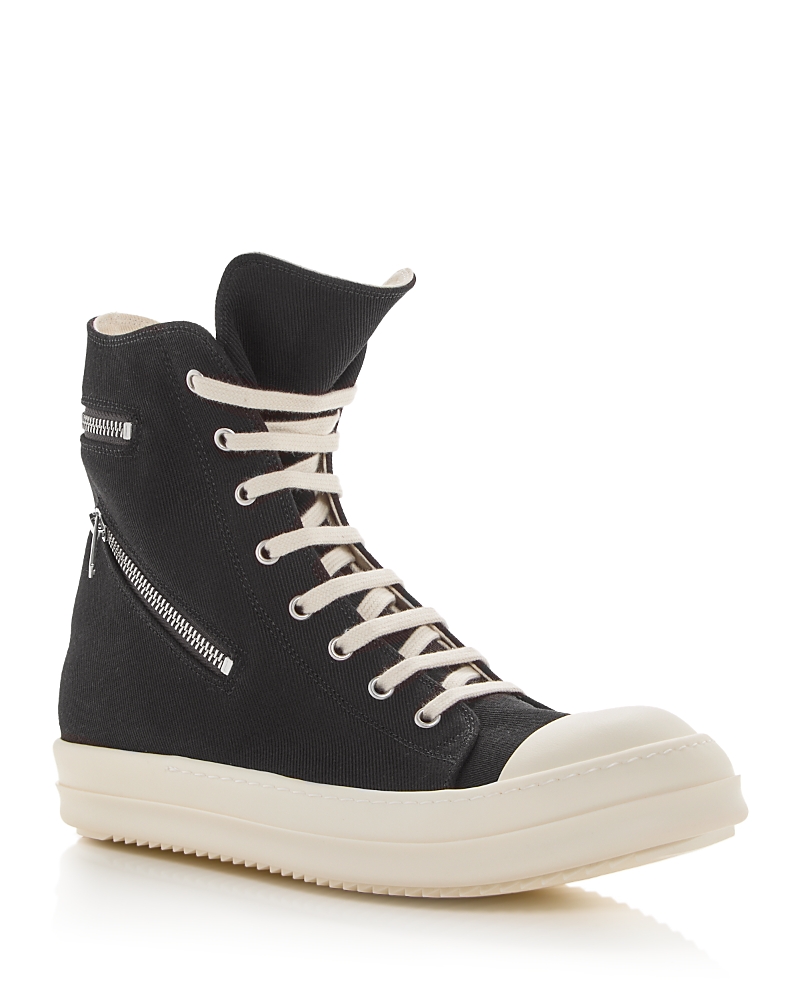 Drkshdw Rick Owens Men's Cargo Zip High Top Sneakers In Black