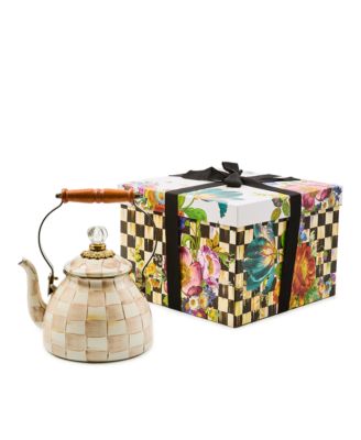 MacKenzie-Childs - Mocha Check 2 Quart Tea Kettle