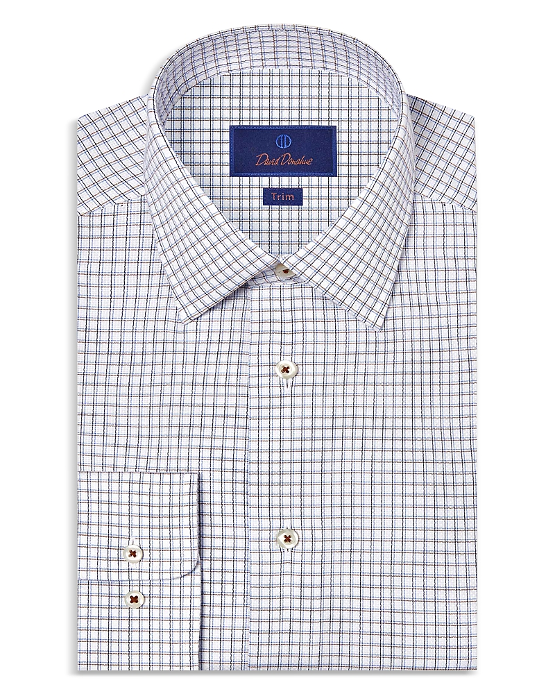 David Donahue Trim Fit Dobby Check Dress Shirt In Multi