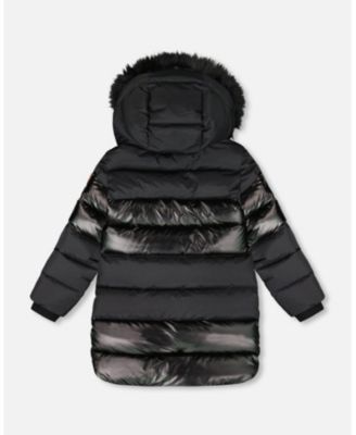 Girls' Long Metallic Puffy Winter Coat - Big Kid