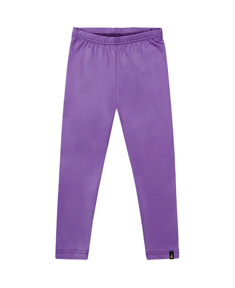 Deux Par Deux Girls' Shiny Stretch Leggings - Little Kid In Purple