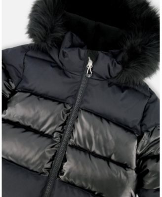 Girls' Long Metallic Puffy Winter Coat - Little Kid