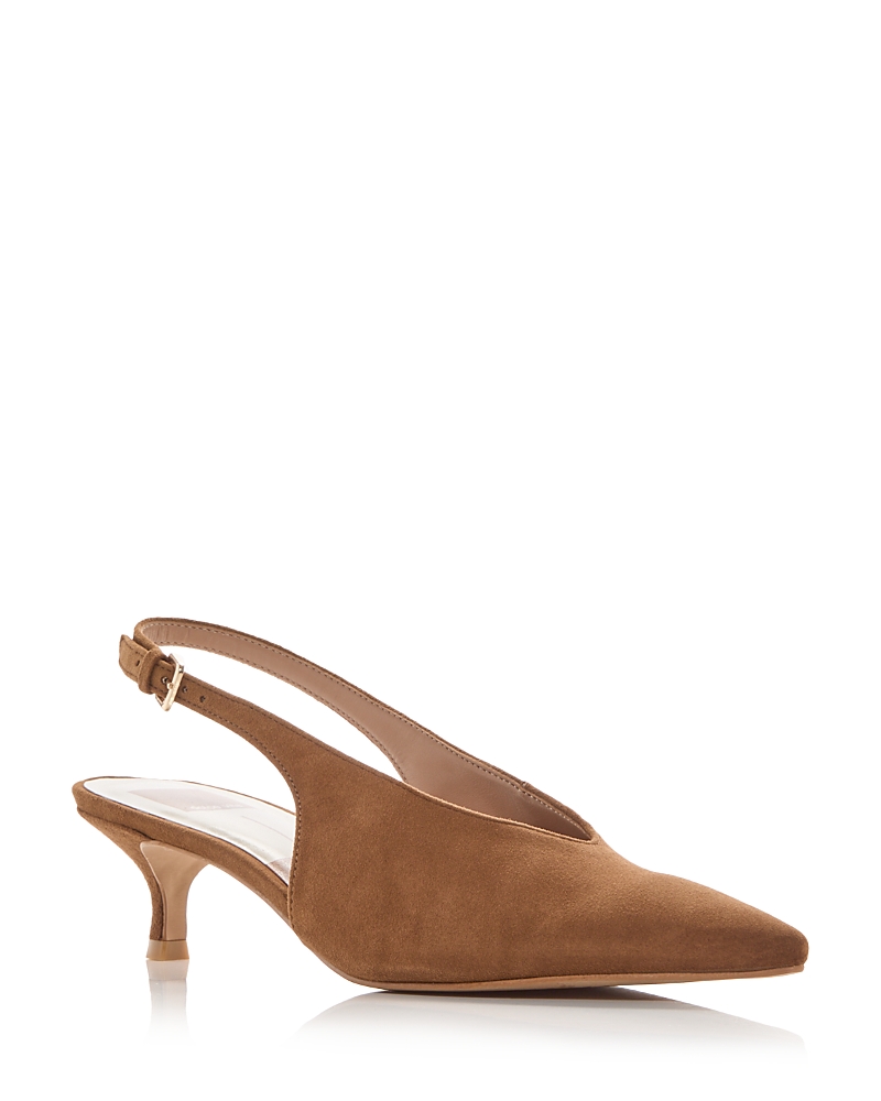 Dolce Vita Alenna Slingback Pointed Toe Kitten Heel Pump In Brown