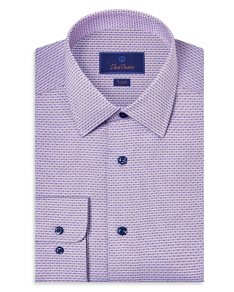 David Donahue Slim Fit Printed Dobby Dress Shirt