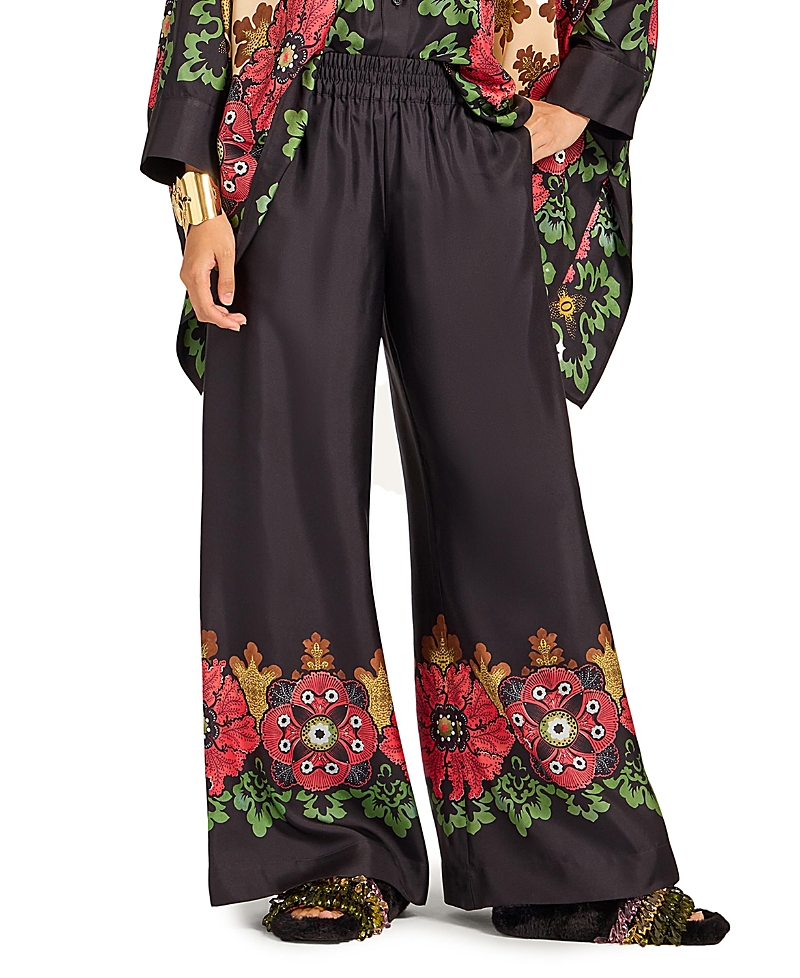 La Doublej Printed Silk Twill Palazzo Pants In Red