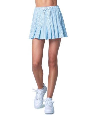 High Waist Linen Stripe Skirt