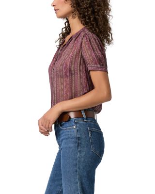 Marsala Silk Split Neck Top