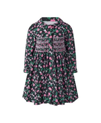  Girls' Floral Smocked Button-Front Dress - Little Kid, Big Kid