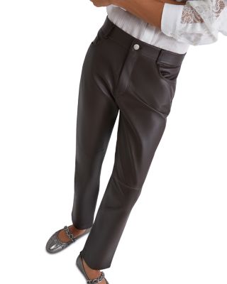 Doroty Leather Straight Jeans in Brown