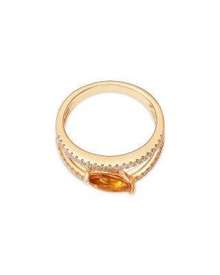 Citrine & Diamond Ring in 14K Yellow Gold