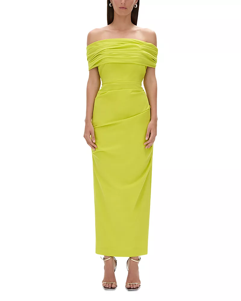 Rachel Gilbert Camille Off-the-Shoulder Maxi Dress