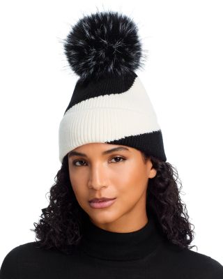 Faux Fur Pom Pom Knit Hat