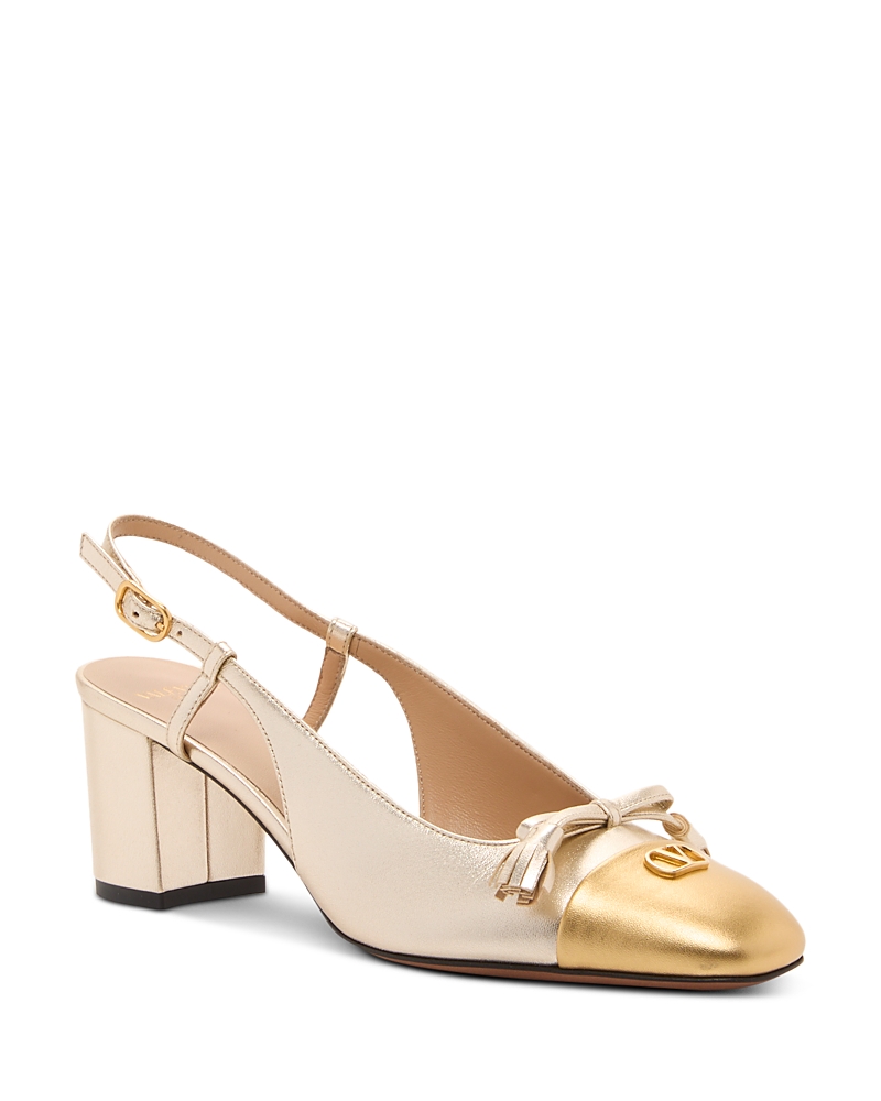 Valentino Valet Du Roi Vlogo Metallic Leather Slingback Pumps In Multi