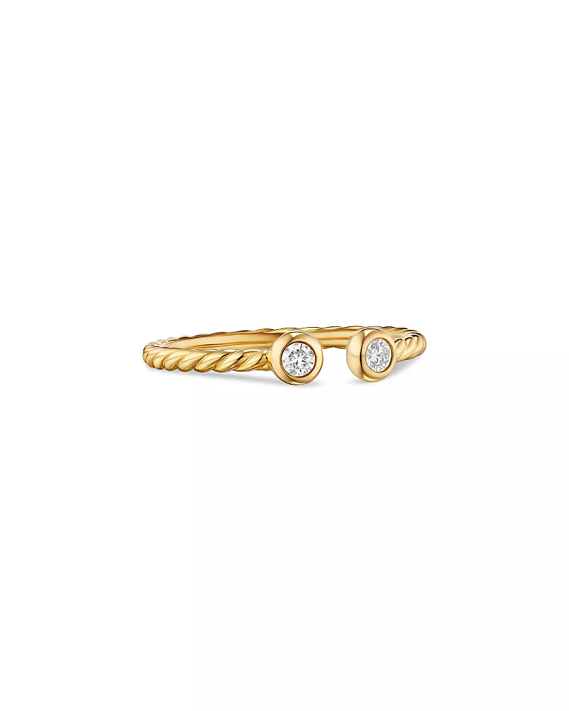 Petite Modern Renaissance Open Round Ring in 18K Yellow Gold with Diamonds, 3.9mm