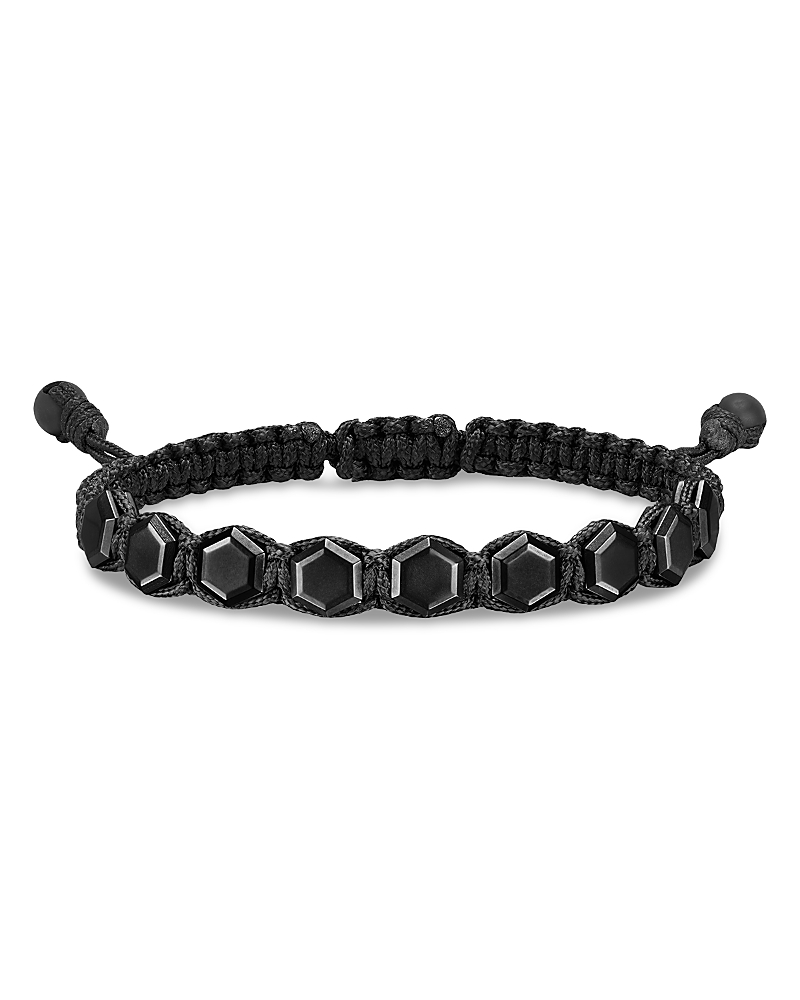 David Yurman Men's Faceted Woven Bracelet in Black Titanium with Black Nylon and Black Onyx, 8mm