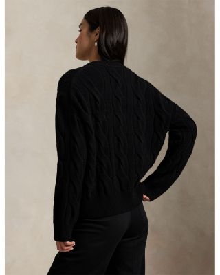 Cable Knit Wool Cashmere V-Neck Sweater