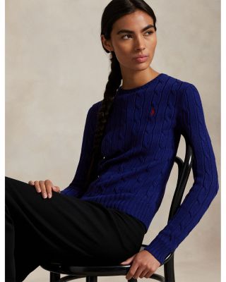 Cable Knit Cotton Crewneck Sweater