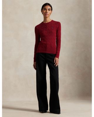 Cable Knit Cotton Crewneck Sweater