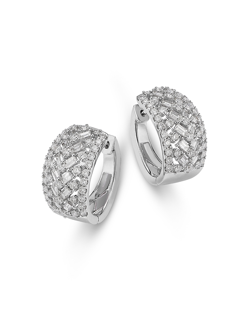 Bloomingdale's Fine Collection Diamond Multirow Huggie Hoop Earrings in 14K White Gold, 2.33 tcw