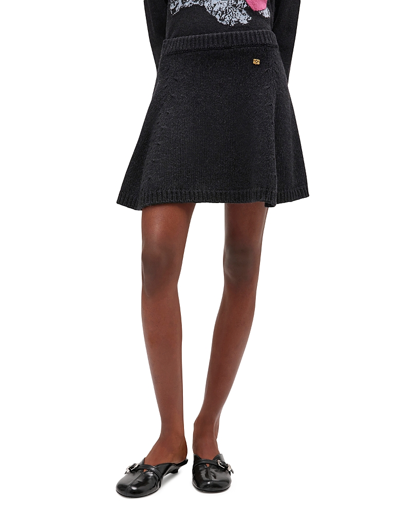 Ganni Chunky Sweater Knit Mini Skirt In Black