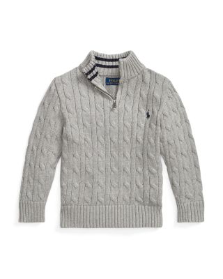 Boys' Cable Knit Cotton Quarter Zip Sweater - Little Kid