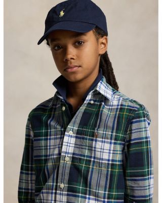 Boys' Plaid Cotton Oxford Shirt - Big Kid