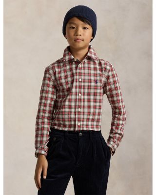 Boys' Plaid Cotton Poplin Shirt - Big Kid