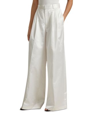 Pleated Satin Wide Leg Pant
