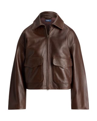 Ralph Lauren Cropped Leather Bomber Jacket | Bloomingdale's Women