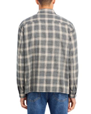 Cotton Straight Hem Plaid Button Down Shirt