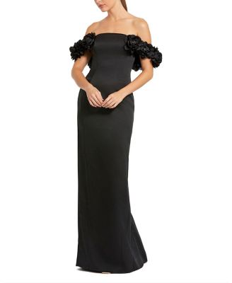 Satin 3D Flower Off The Shoulder Mermaid Gown