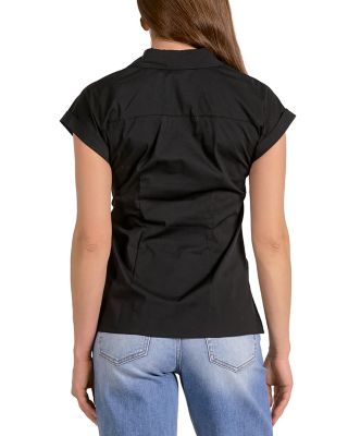 Button Down Tie Waist Shirt