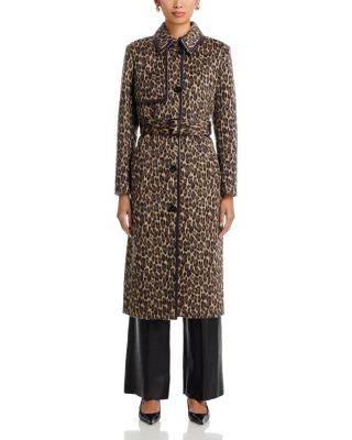 Zeva-A Long Wool Coat With Leather Trim