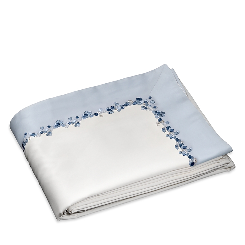 Dea Luxury Linens Incanto Embroidery Flat Sheet, King In Blue