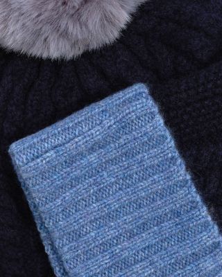 Color Block Cable Knit Wool & Cashmere Beanie