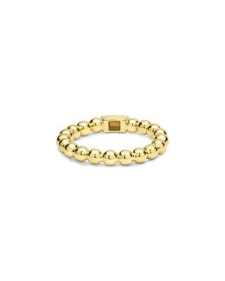 18K Yellow Gold Caviar Gold Bead Logo Stacking Ring