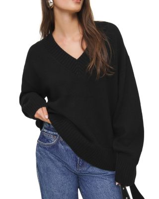 Jadey Cashmere Wool Oversized V Neck Sweater