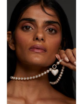 Poppy Pav&eacute; Heart Pendant Necklace, 18"-20"