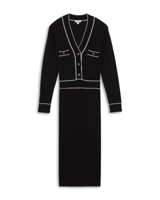 Petites Lorrie Button Front Knitted Midi Dress