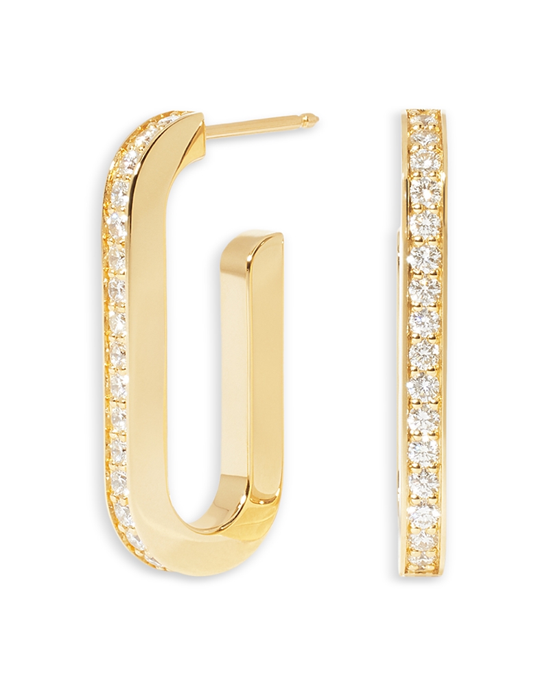 Dinh Van 18k Yellow Gold Maillon Diamond Large Oval Hoop Earrings In Gold