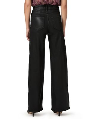 Anessa High Rise Coated Wide Leg Jeans in Black Fog