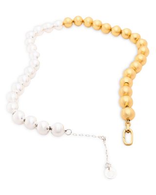 Two-Tone Sphere Choker Necklace, 16.5&amp;quot;