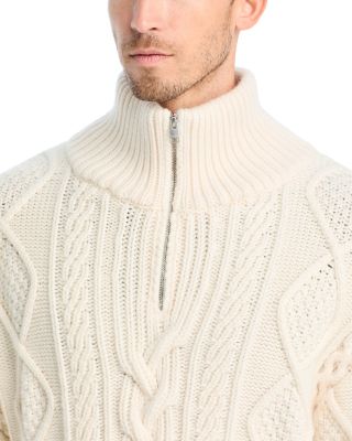Wool & Cashmere Chunky Cable Knit Half Zip Sweater
