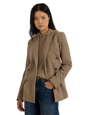 Double Breasted Wool Blend Twill Blazer