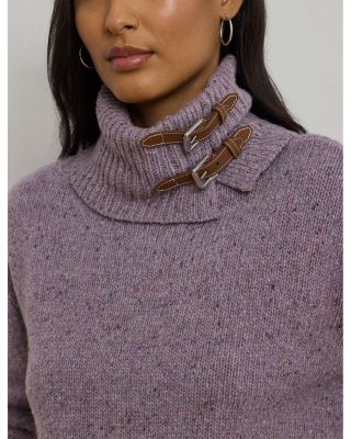 Buckle Trim M&eacute;lange Turtleneck Sweater